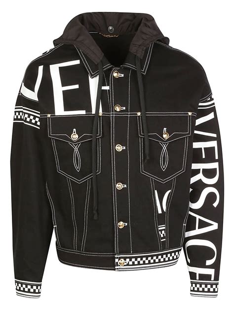 the game versace jacket|Versace black denim jacket.